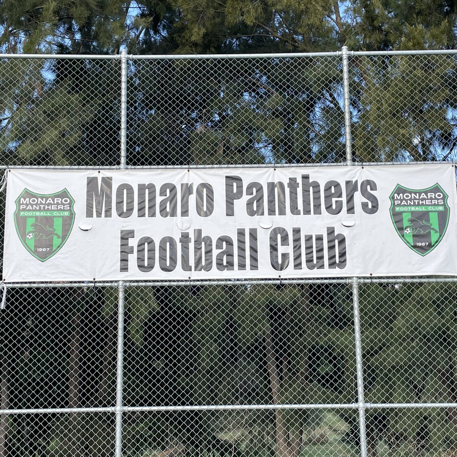 Monaro Panthers club banner hanging inside Riverside Stadium. 