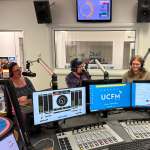 Lila, Josh and Ben behind the mics in the UCFM studio.