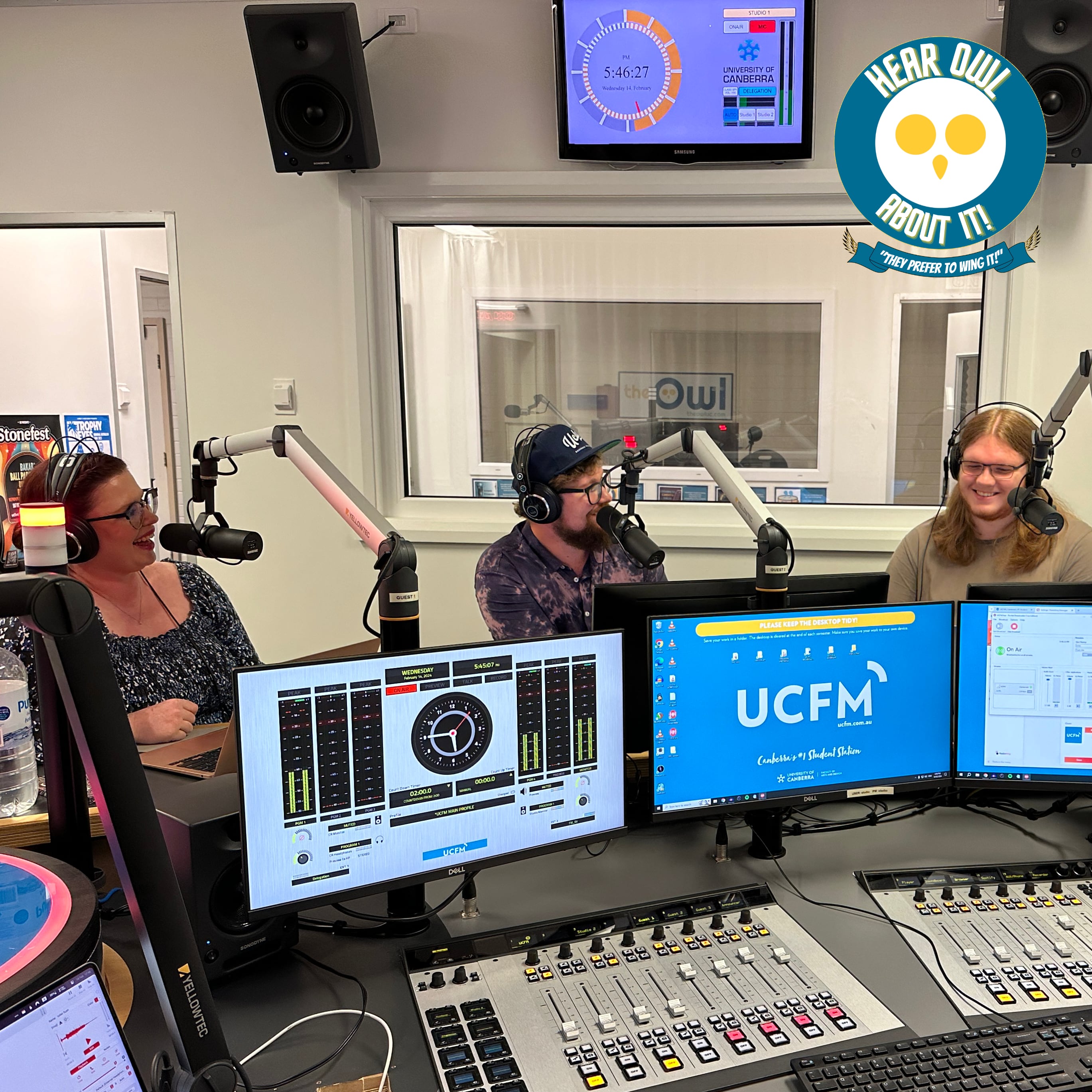 Lila, Josh and Ben in the UCFM studio