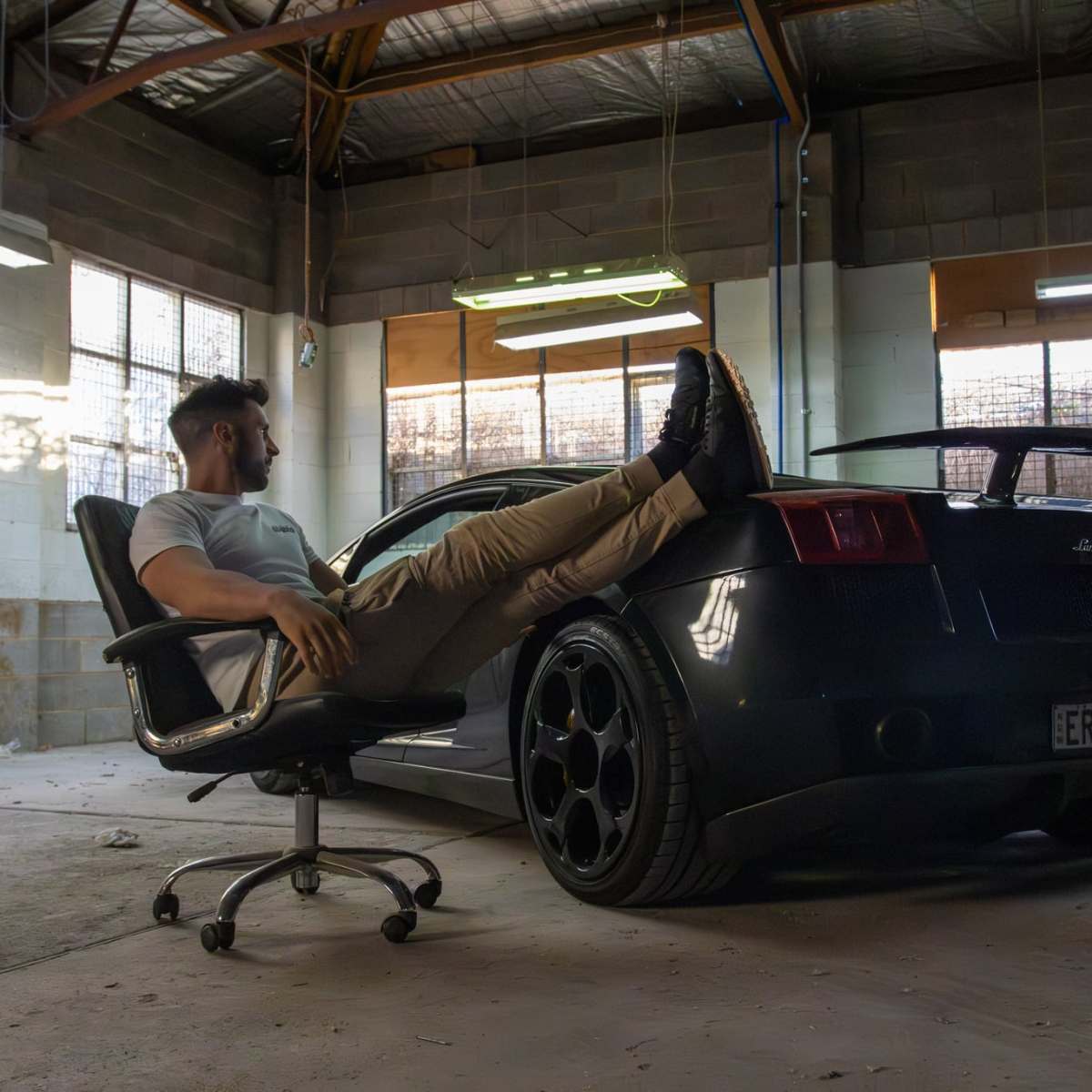 Martin Tanti with His Lamborghini