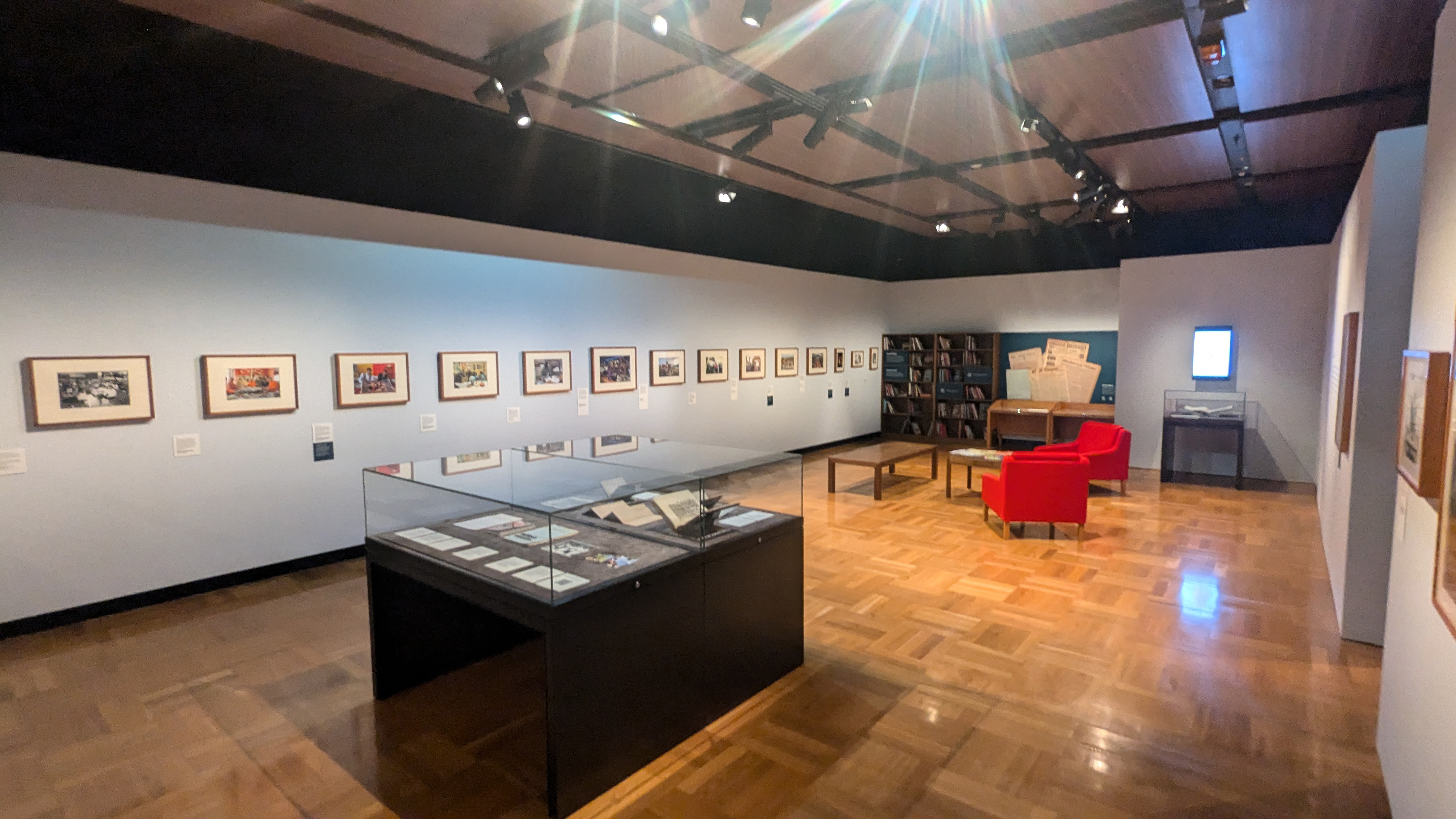 Original photograph of the "Book Nook" found in the "Hopes and Fears: Australia Migration Stories" exhibition 