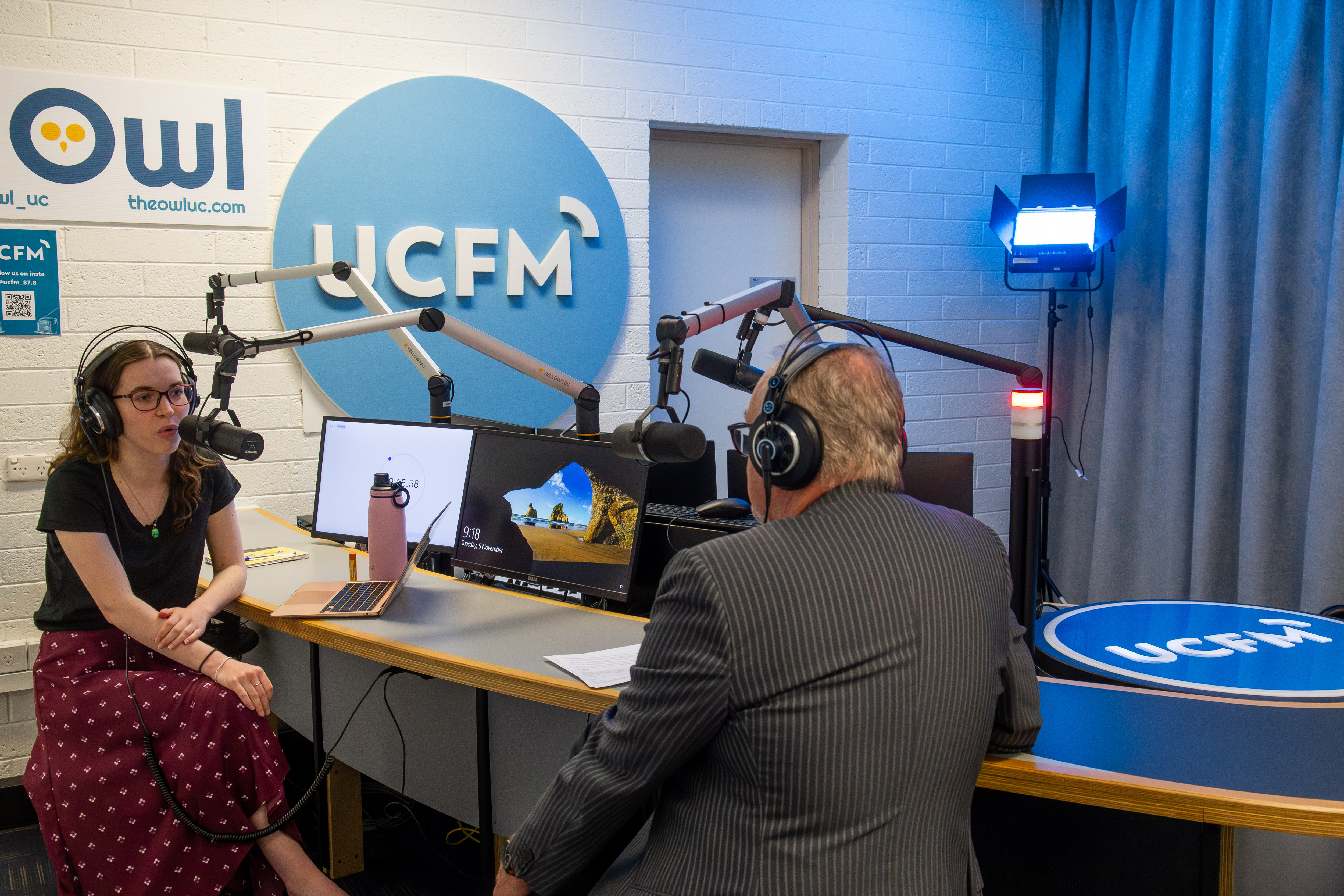 Tia and Professor Parker in the UCFM studio