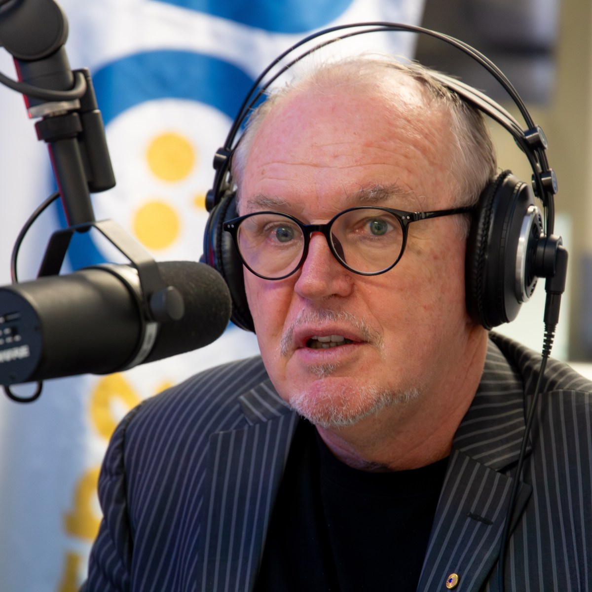 Stephen Parker behind the mic in the UCFM studio