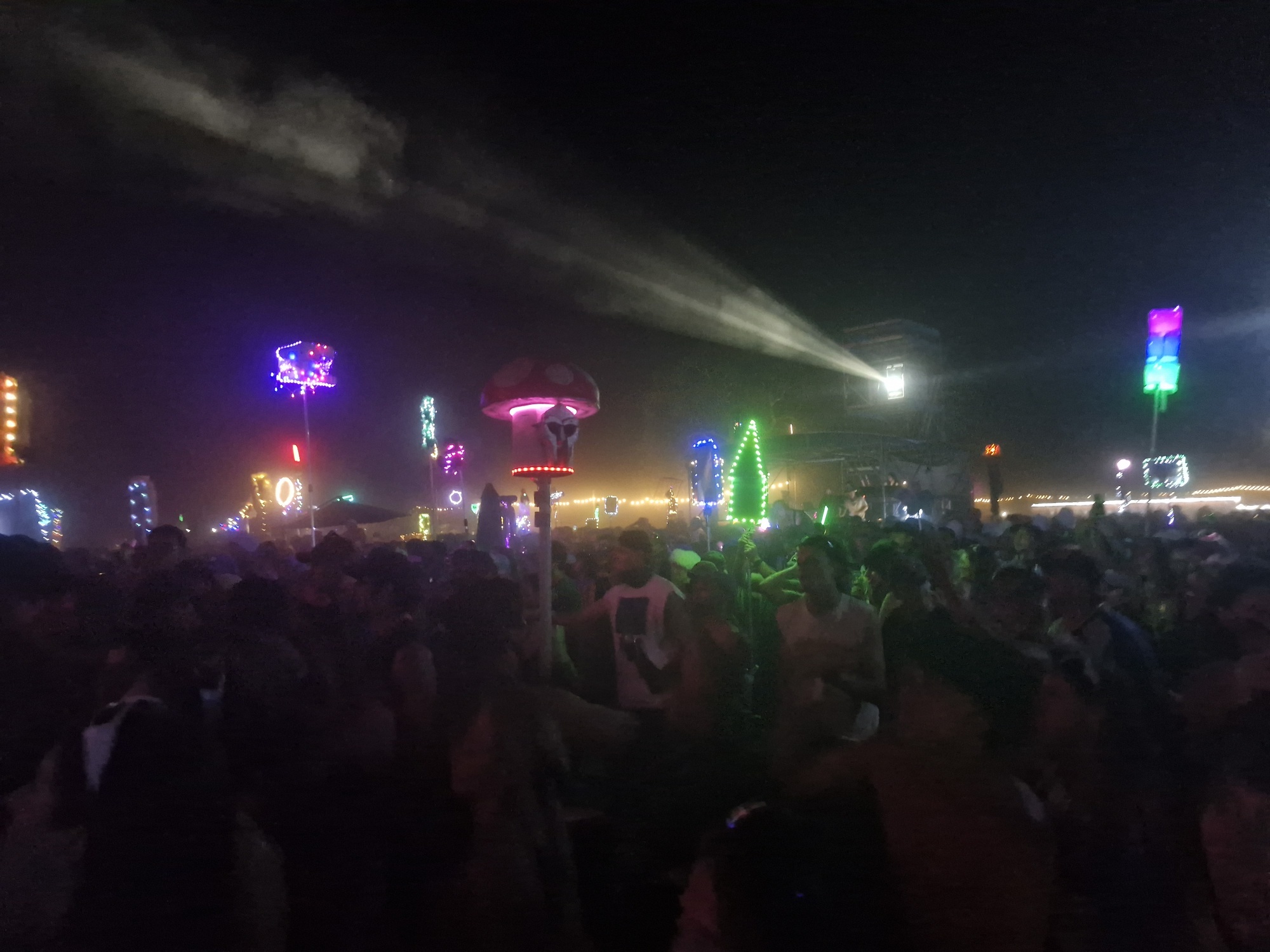 Resident Advisor watch tower projecting light