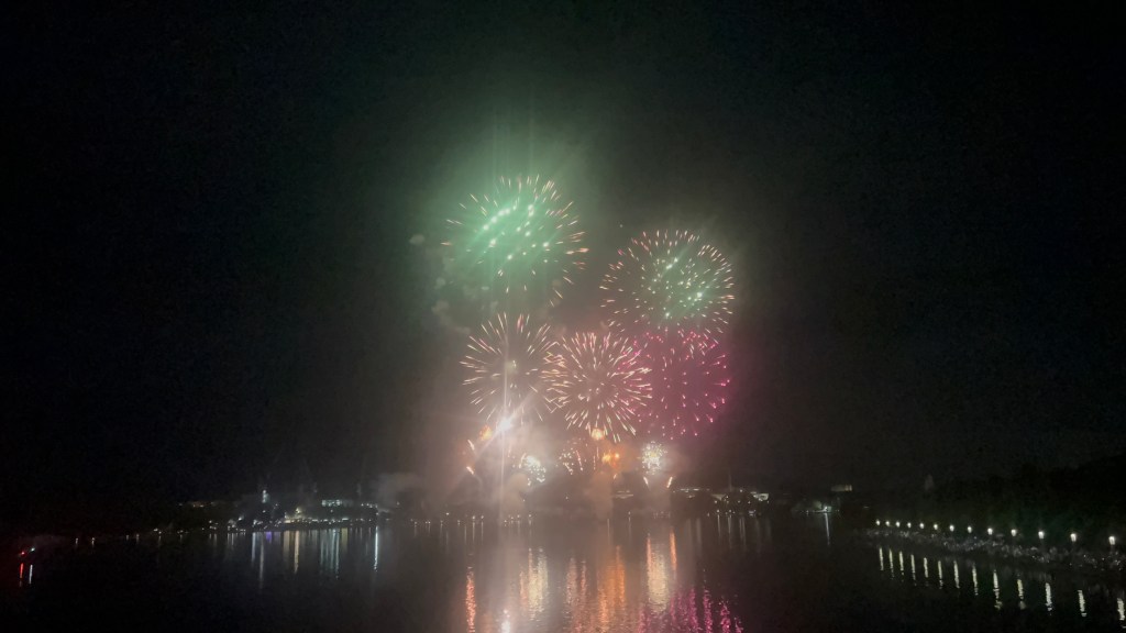 A later image of the fireworks display  above Lake Burley Griffin. 