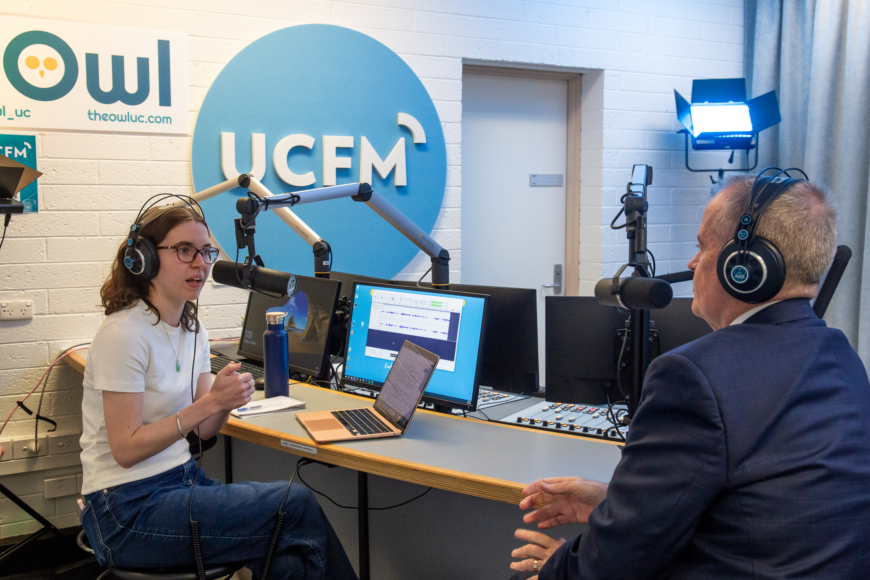 Tia and Bill Shorten in the UCFM studio