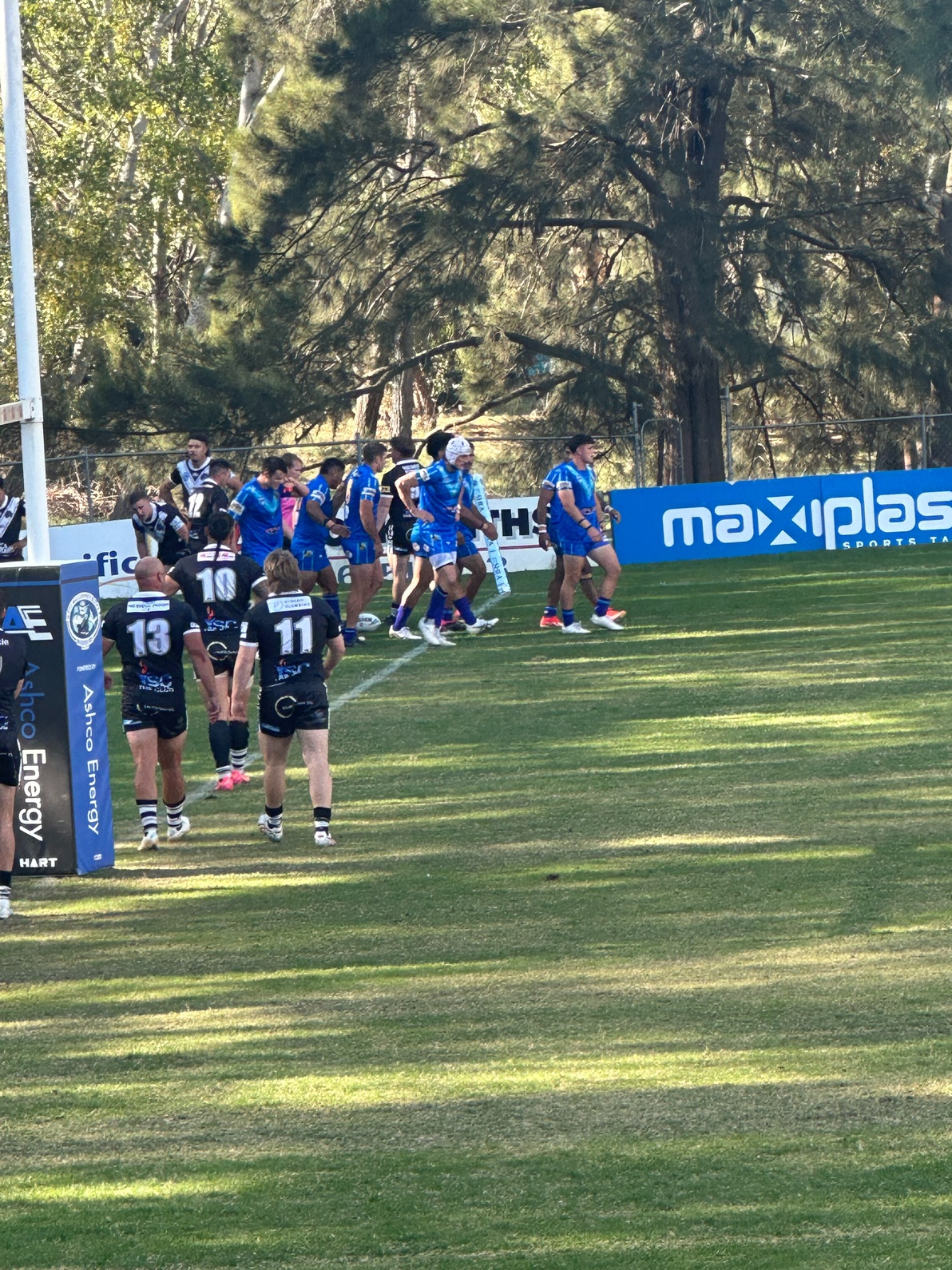 Warriors celebrating their first try of the game
