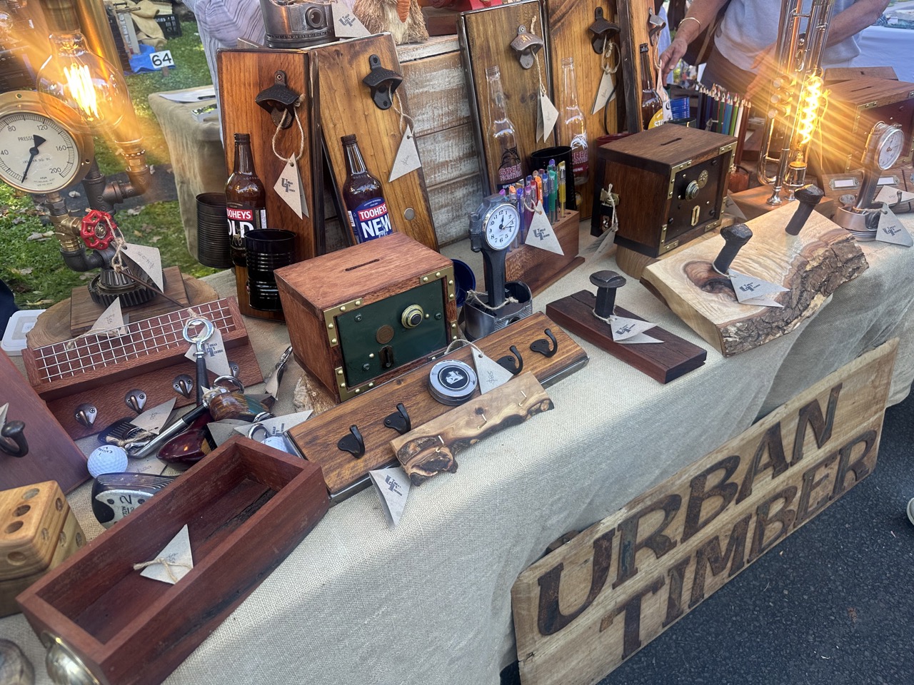 Hand crafted timber products from one of the stalls
