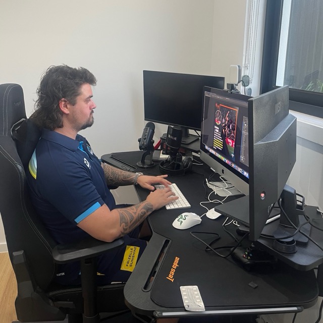 Dane Clark (Clarkey) using his setup to create the content used for his social accounts.