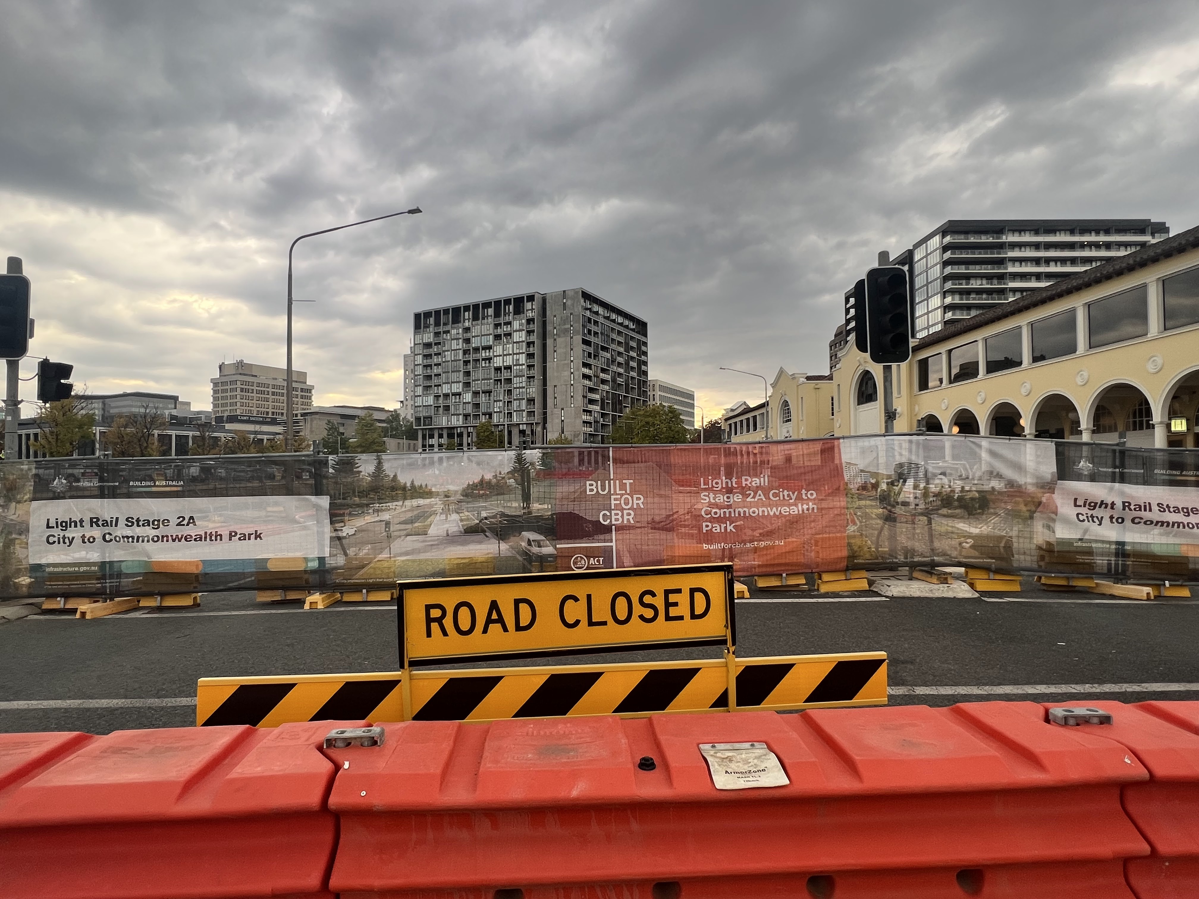 Road closed sign in front of construction. 