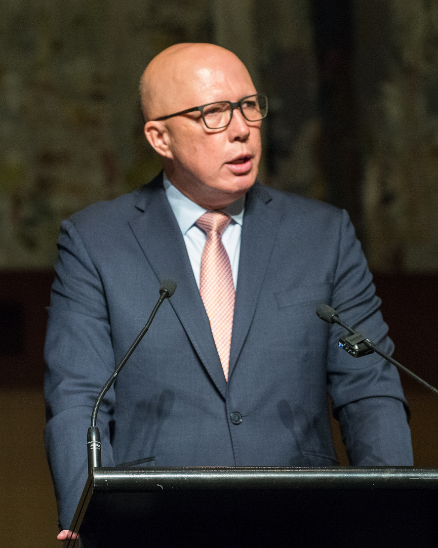 Peter Dutton speaks at a lectern