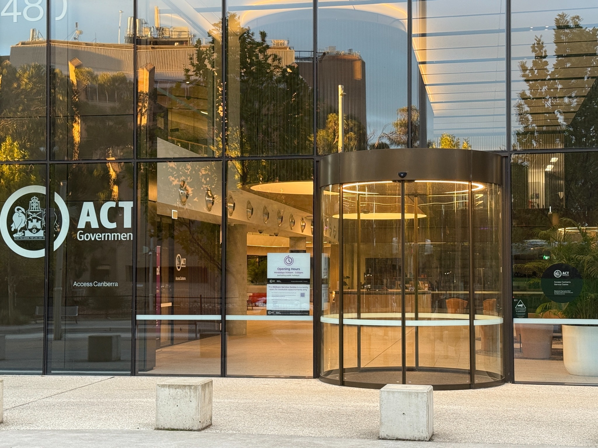Picture of ACT government building entrance.