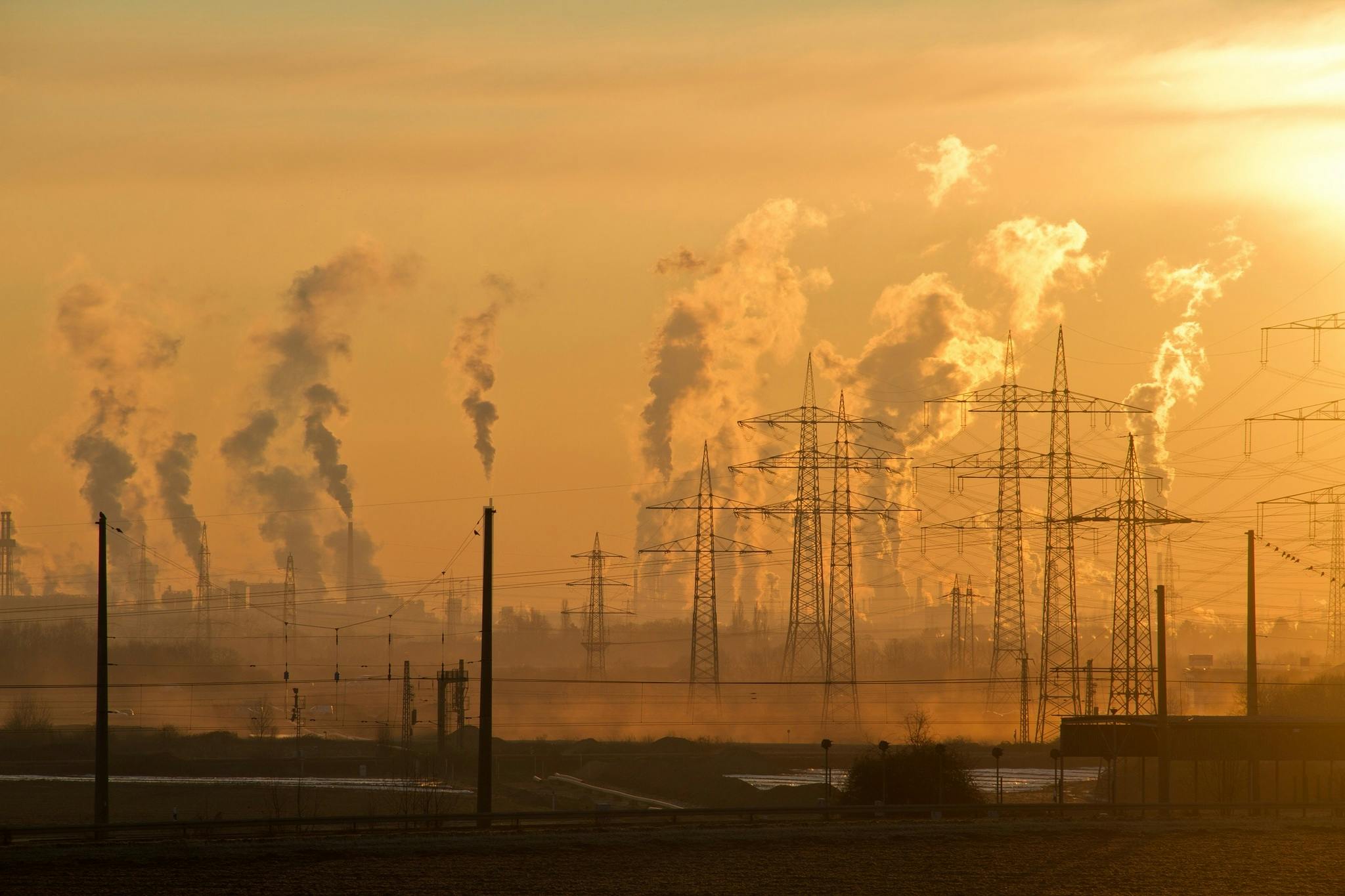 A power station operates on a hot day.