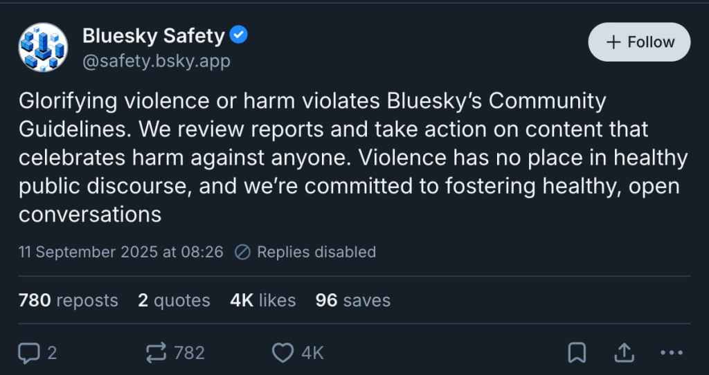 Bluesky twitter post.