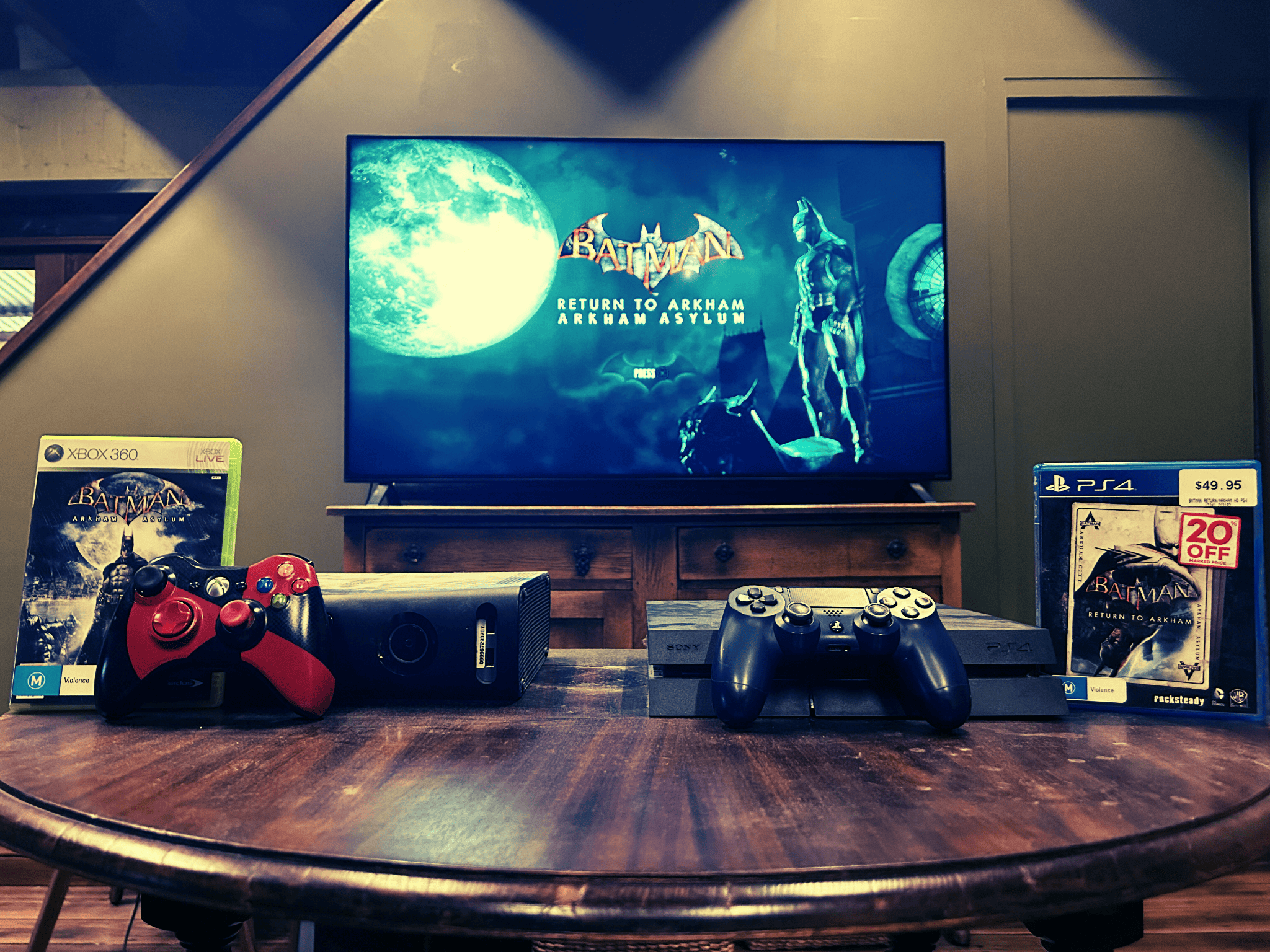 Display of the generations of gaming console that Batman Arkham Asylum has been accessible on
