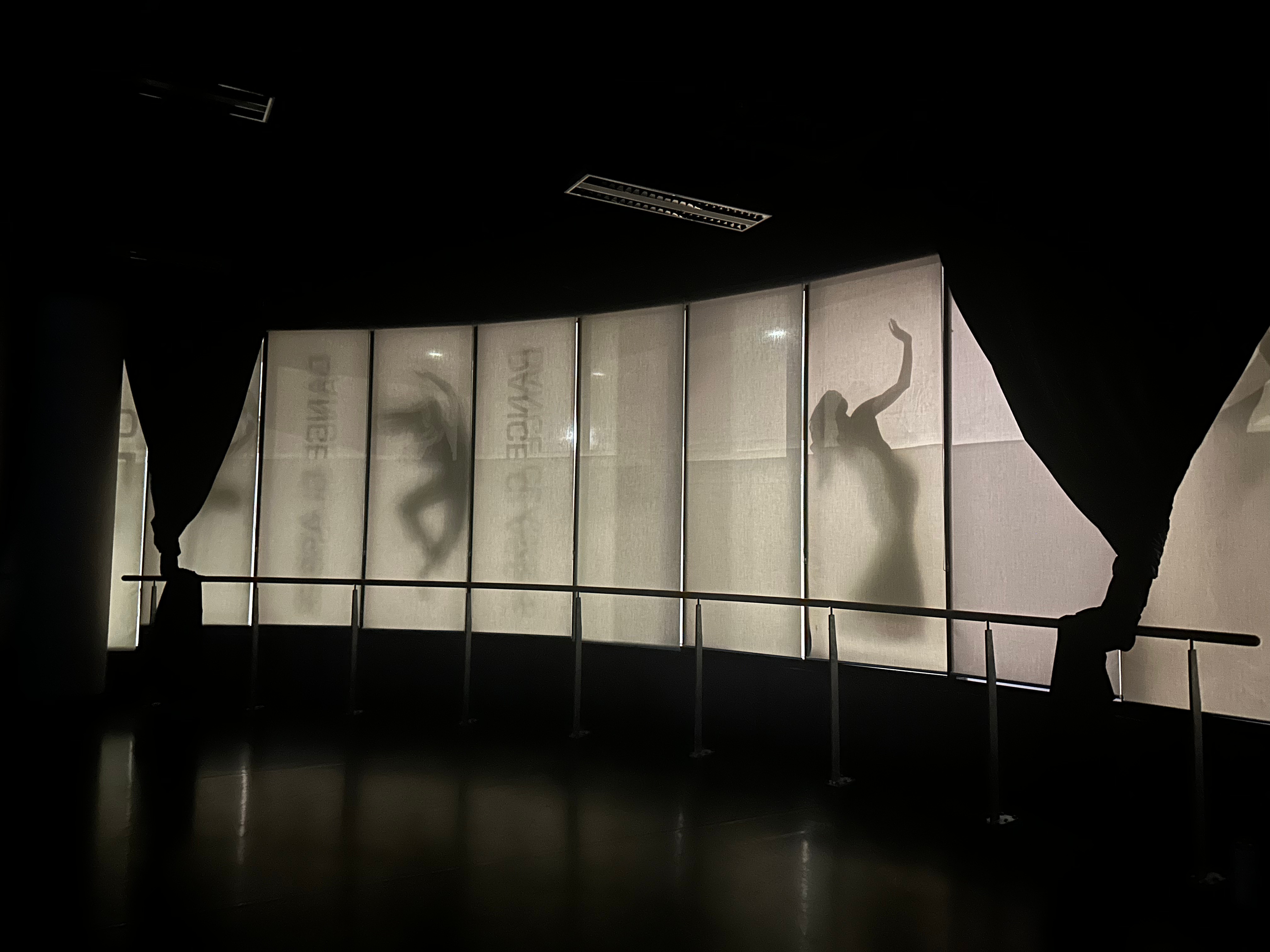 Dark studio at Canberra Dance Centre.