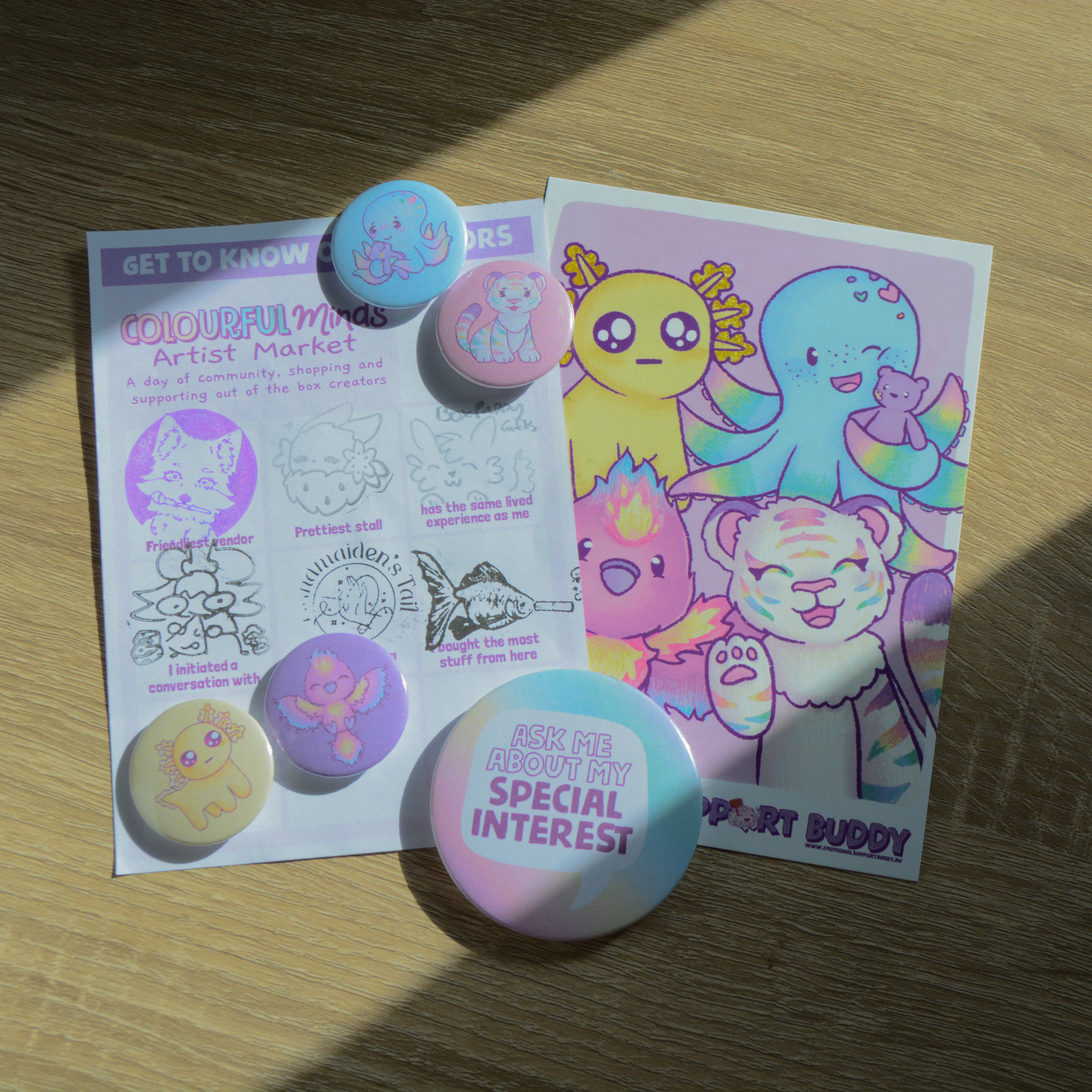 A rare day out at the Colourful Minds artist market