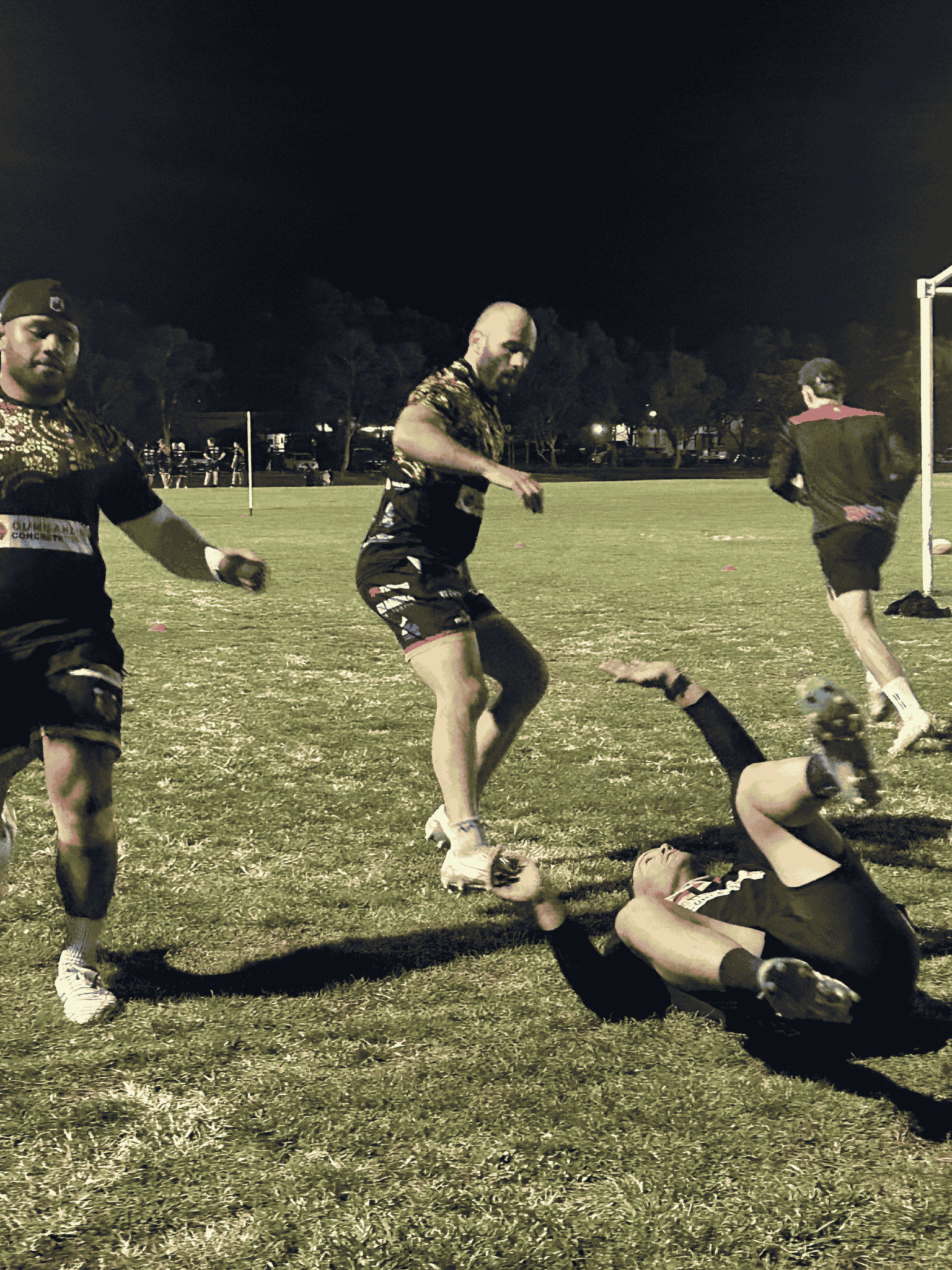 Matt Frawley participating in a training drill.
