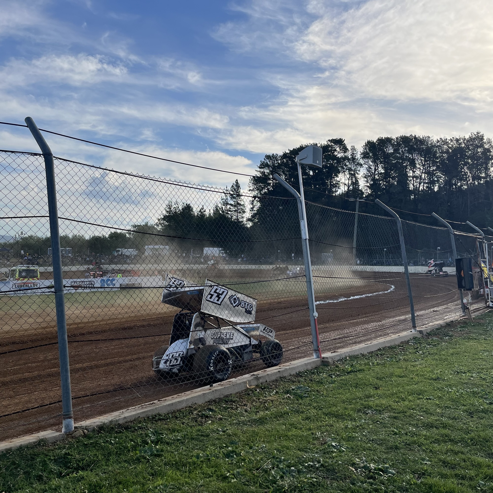 A single sprint car on the track at ACT Speedway.